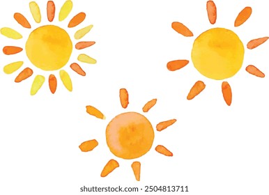 Hand drawn Sun icon vectors isolated on white background. Sunset icon collection. Sunrise icon collection. Sun Shine Ray Set.