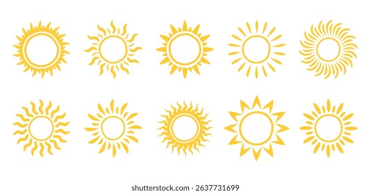 Hand drawn sun icons set, vector eps10 illustration