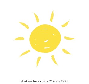Soleil dessiné à la main isolé sur fond blanc. Doodle sun. Icône solaire. météo. illustration vectorielle 