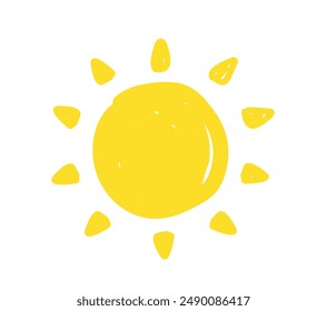 Soleil dessiné à la main isolé sur fond blanc. Doodle sun. Icône solaire. météo. illustration vectorielle 