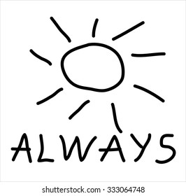 Hand drawn sun just for you. Vector illustration.