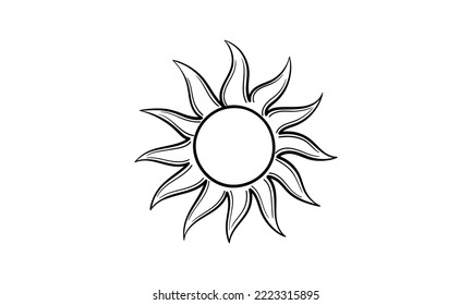 sol dibujado a mano sobre fondo blanco