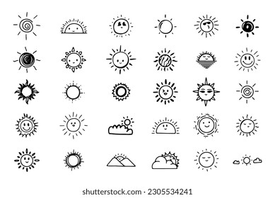Hand Drawn Sun Outline Doodle