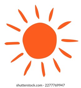 Hand drawn Sun painted with ink brush