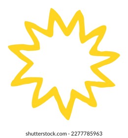 Hand drawn Sun painted with ink brush