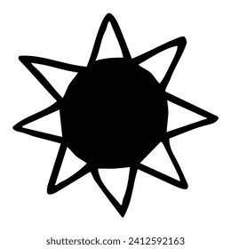 Hand drawn Sun painted with ink brush