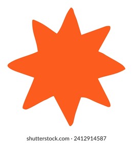 Hand drawn Sun painted with ink brush, isolated on white background. Vector illustration.