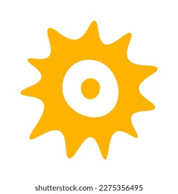 Hand drawn sun with rays flat icon. Vector illustration
