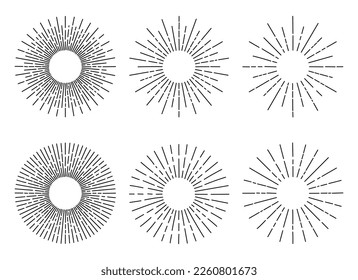 Hand drawn sun rays vector collection