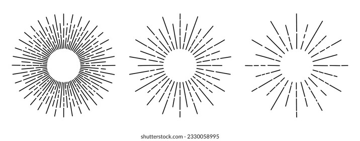 Hand drawn sun rays vector collection