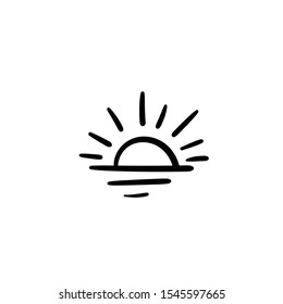 Hand drawn sun. Simple vector icon