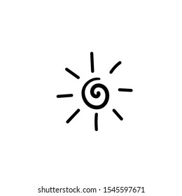 Hand drawn sun. Simple vector icon