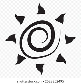 Hand drawn Sun. Single Sun icon. Doodle children drawing. Solar icon. weather sign. Vector illustration  on Transparent Background. EPS 10.