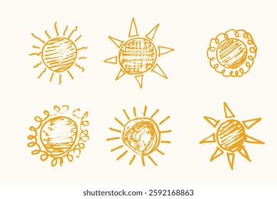hand drawn sun in vector