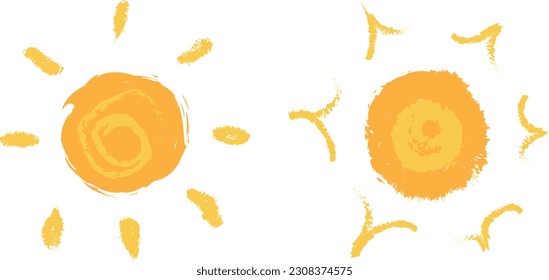 Hand Drawn Sun Vector Illustration Set