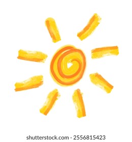 Hand drawn Sun vector illustration isolated on white background for holiday or summer design