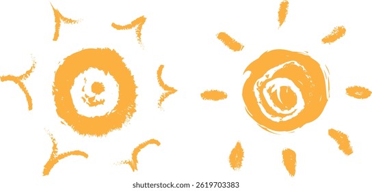 Handgezeichneter Sun-Vektorgrafik-Satz