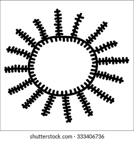 Hand drawn sun. Vector illustration.