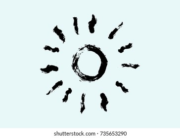 Hand drawn sun.  Vector, isolated.
