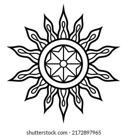 Von Hand gezeichnete Sonne im Zzentangle-Stil