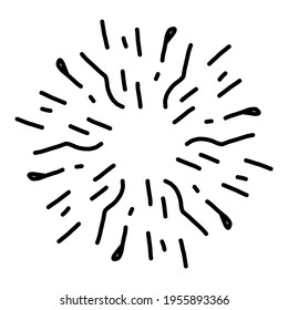 Hand drawn sunburst, doodle starburst design, explosion icon, firework vector illustration