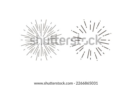Hand drawn sunburst explosion vector illustration isolated on white background. Retro vintage design sun rays or fireworks radial elements of shine hipster arts eps vector design.