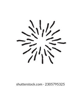 Hand drawn sunburst isolated on white background,representing explosion