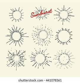 Hand drawn sunburst  set