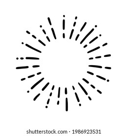 Hand Drawn Sunburst Shine Ray And Sparkle Element. Doodle Sketch Style. Circle Burst Of Sun, Star. Vector Illustration.