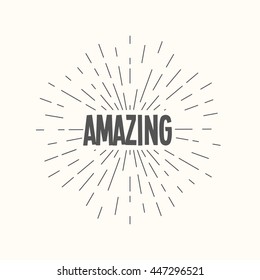 Hand drawn sunburst vector - amazing. For web and mobile icon isolated on background, art template, retro elements, logo, identity, labels, badge, ink, tag, card