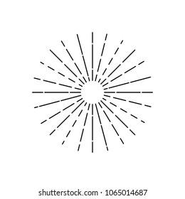 Hand drawn sunburst vector illustration. Sun rays hand drawn. Vector illustration isolated on white background