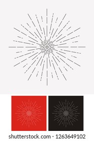 Hand drawn sunburst, vintage radial burst, abstract line sunshine vector collection