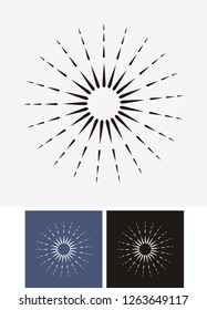 Hand drawn sunburst, vintage radial burst, abstract line sunshine vector collection