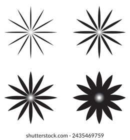  Handgezeichnete Sonnenausbrüche und Rahmen, Vektor-Illustration, Grafikdesign, Sonnenausbruchsset, Kollektionsset. In: Sunbursts Vector.