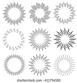 hand drawn sunbursts, vector illustration, graphic design, creative