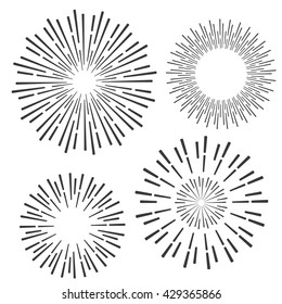 hand drawn sunbursts, vector illustration, graphic design