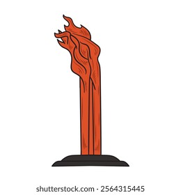Hand Drawn Sundanese Culture Illustration Colored - Bandung Sea of ​​Fire Monument