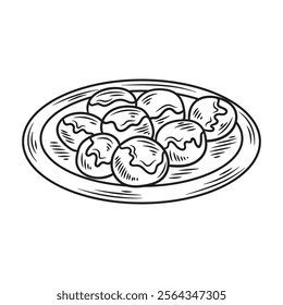 Hand Drawn Sundanese Culture Illustration Colorless - Cimol Food