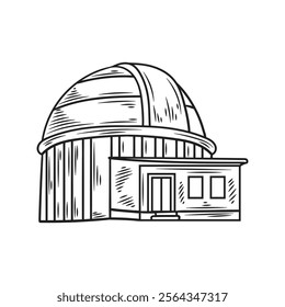 Hand Drawn Sundanese Culture Illustration Colorless - Bosscha Observatory