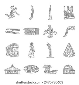 Hand Drawn Sundanese Culture No Color Set