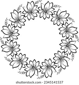 Diseño del borde del girasol dibujado a mano. Borde floral para imprimir o usar como afiche, tarjeta, volante o pancarta 