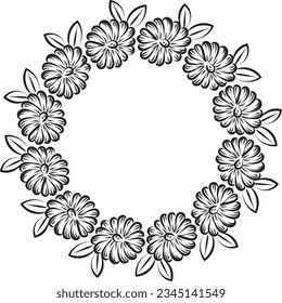 Hand Drawn sunflower border design. Floral border for print or use as poster, card, flyer or Banner 