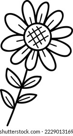 Hand gezeichnete Sonnenblumengrafik einzeln auf Hintergrund