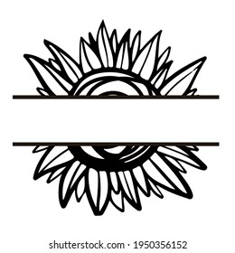 Hand drawn sunflower illustration for tattoo, pattern, poster