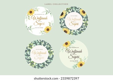 hand drawn sunflower labels design