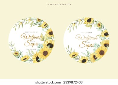 diseño de etiquetas de girasol dibujadas a mano