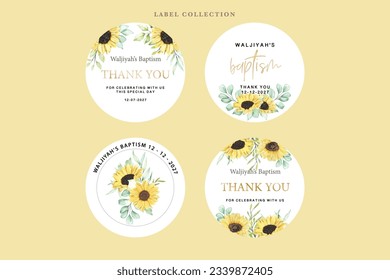hand drawn sunflower labels design