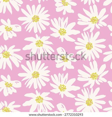 Hand drawn sunflower seamless pattern on pink backround