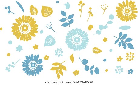 Hand drawn sunflower vector illustration. Sunflower and grass summer backgrounds. Sunflowers summer frameset.