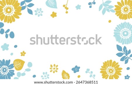 Hand drawn sunflower vector illustration. Sunflower and grass summer backgrounds. Sunflowers summer frameset.